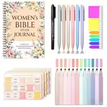 102pcs Christian Women's Bible Study Gift Box – Spiral Notebook, Pens & Scripture Labels