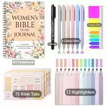102pcs Christian Women's Bible Study Gift Box – Spiral Notebook, Pens & Scripture Labels