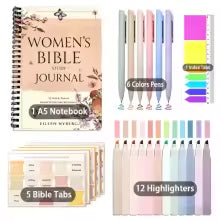 102pcs Christian Women's Bible Study Gift Box – Spiral Notebook, Pens & Scripture Labels