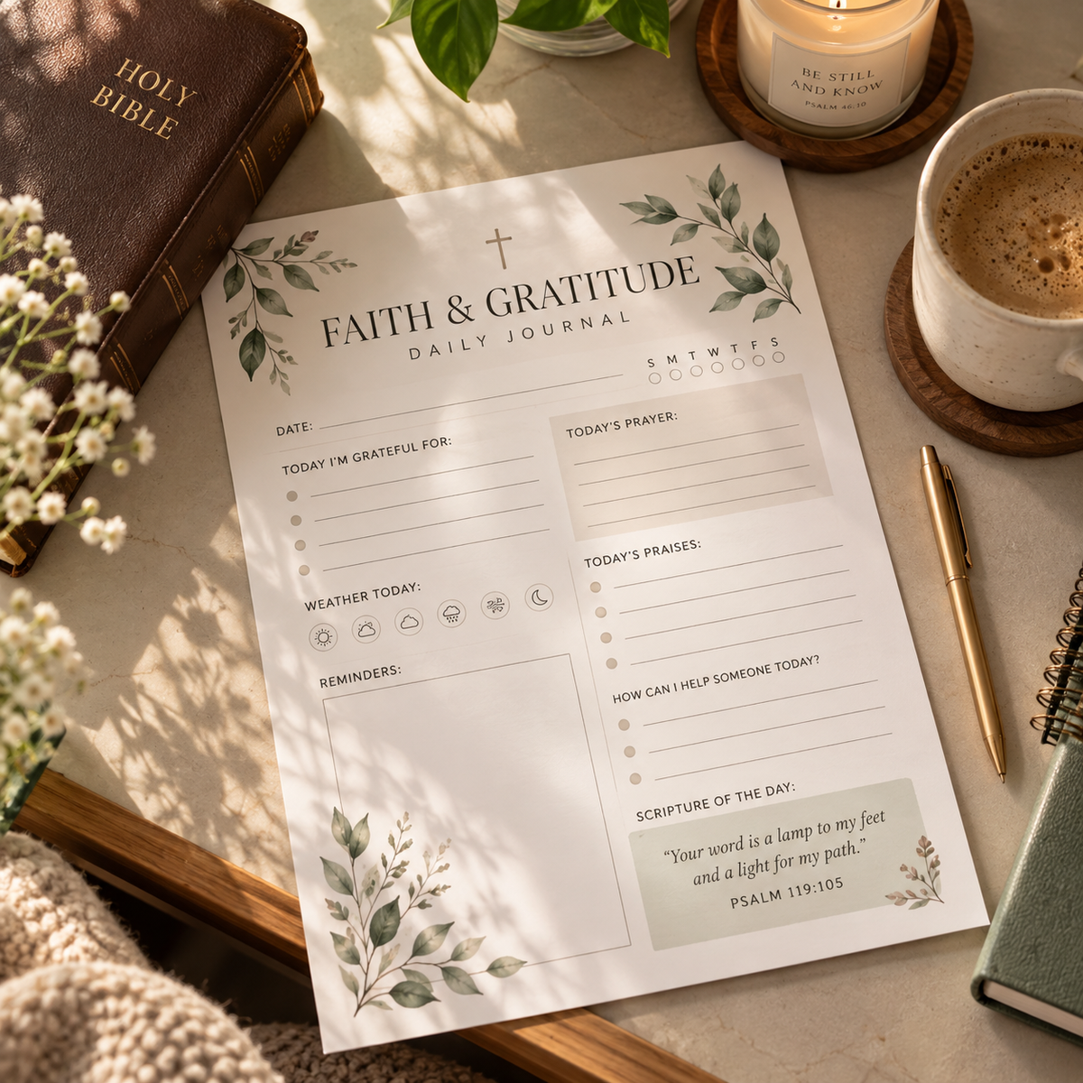 Daily Faith and Gratitude Journal printable digital download